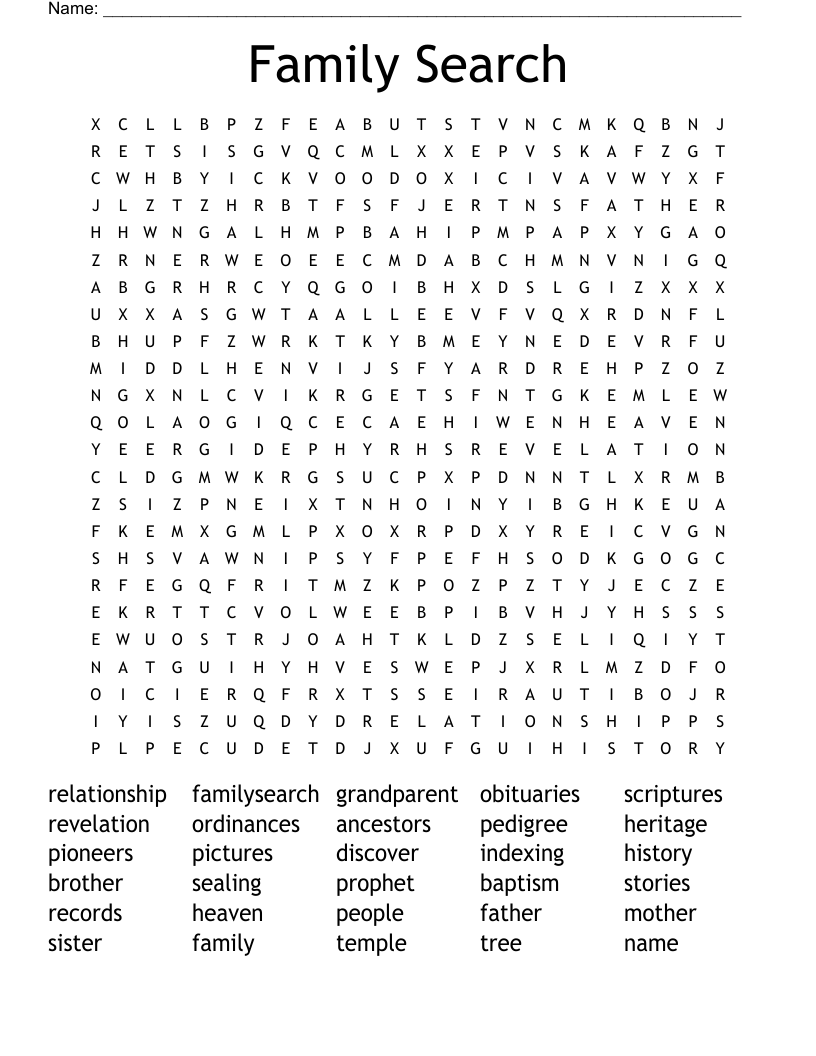 Family Search Word Search