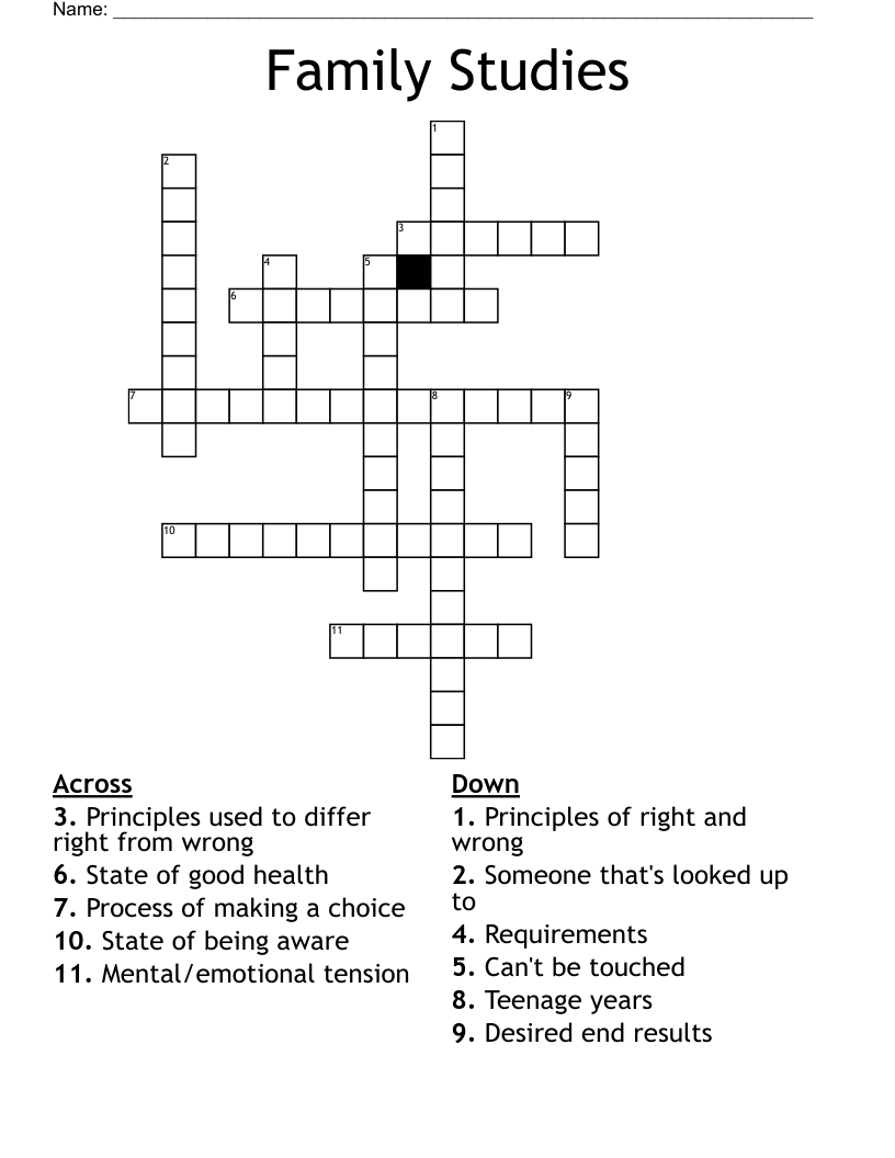 Family Studies  Crossword