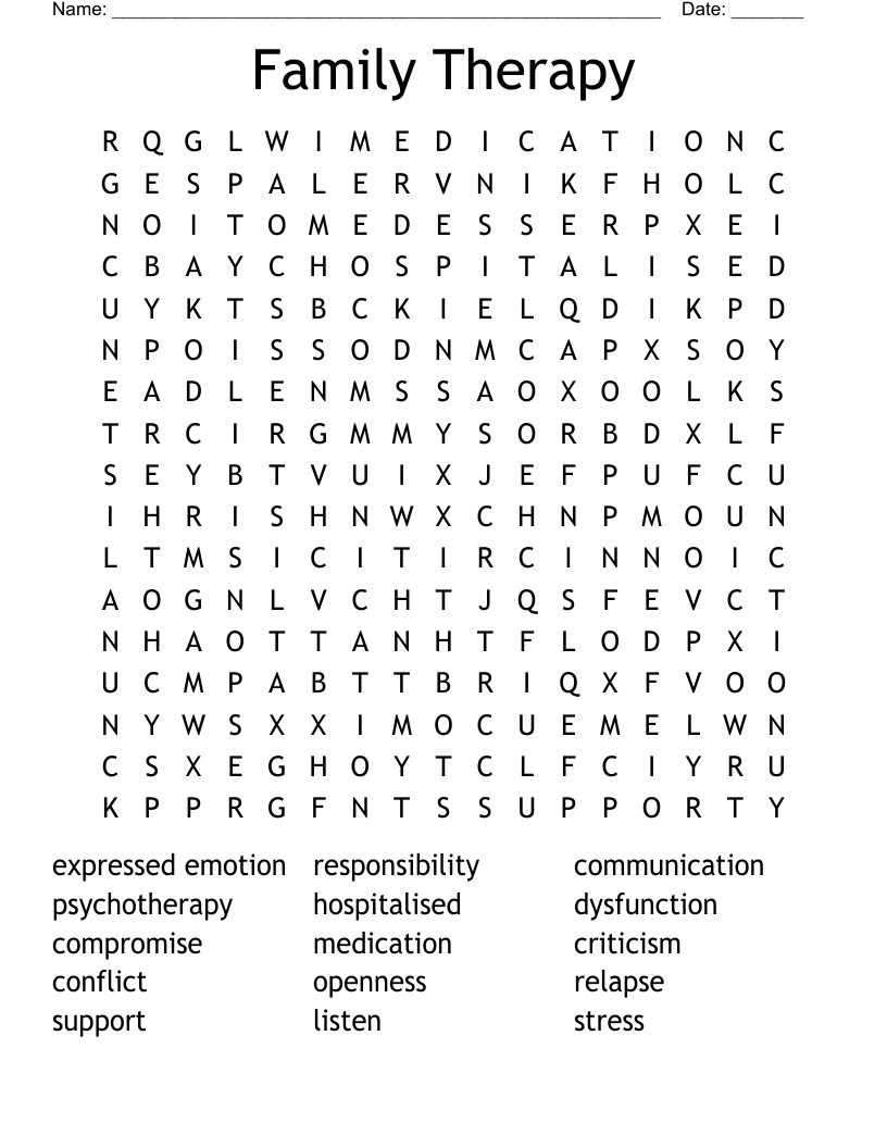 Family Therapy Word Search
