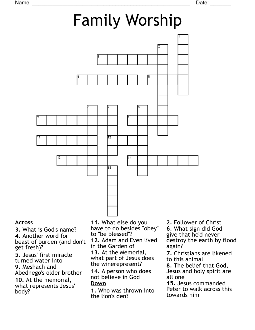 Family Worship Crossword
