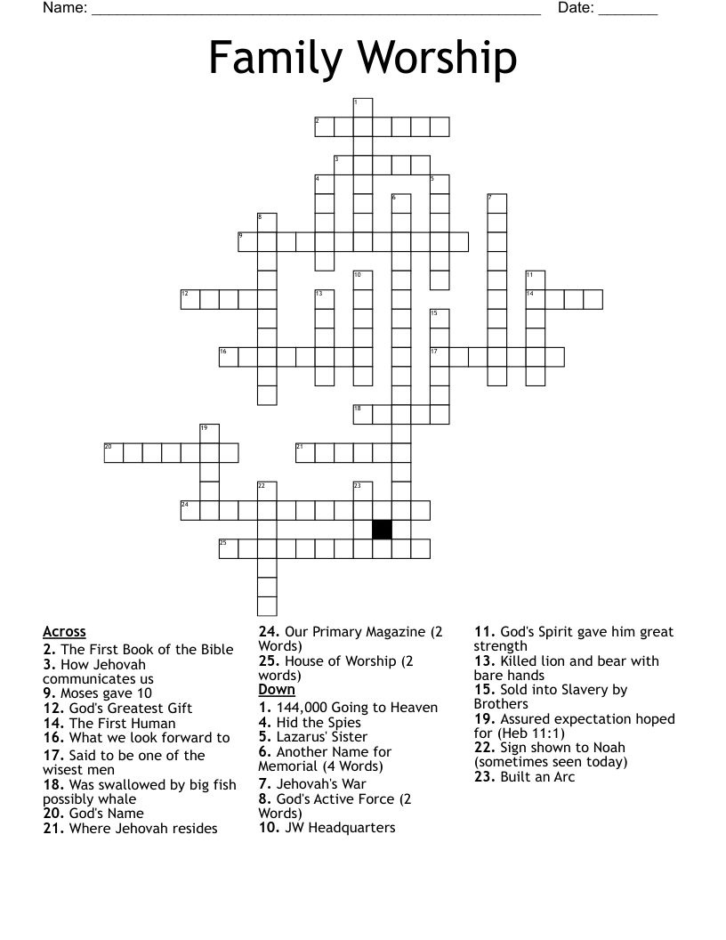 Family Worship Crossword
