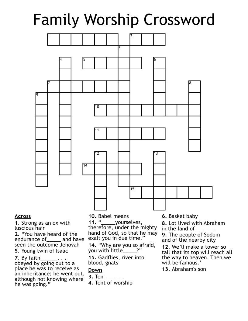 Family Worship Crossword 