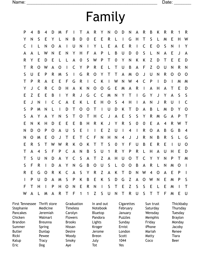 Family  Word Search