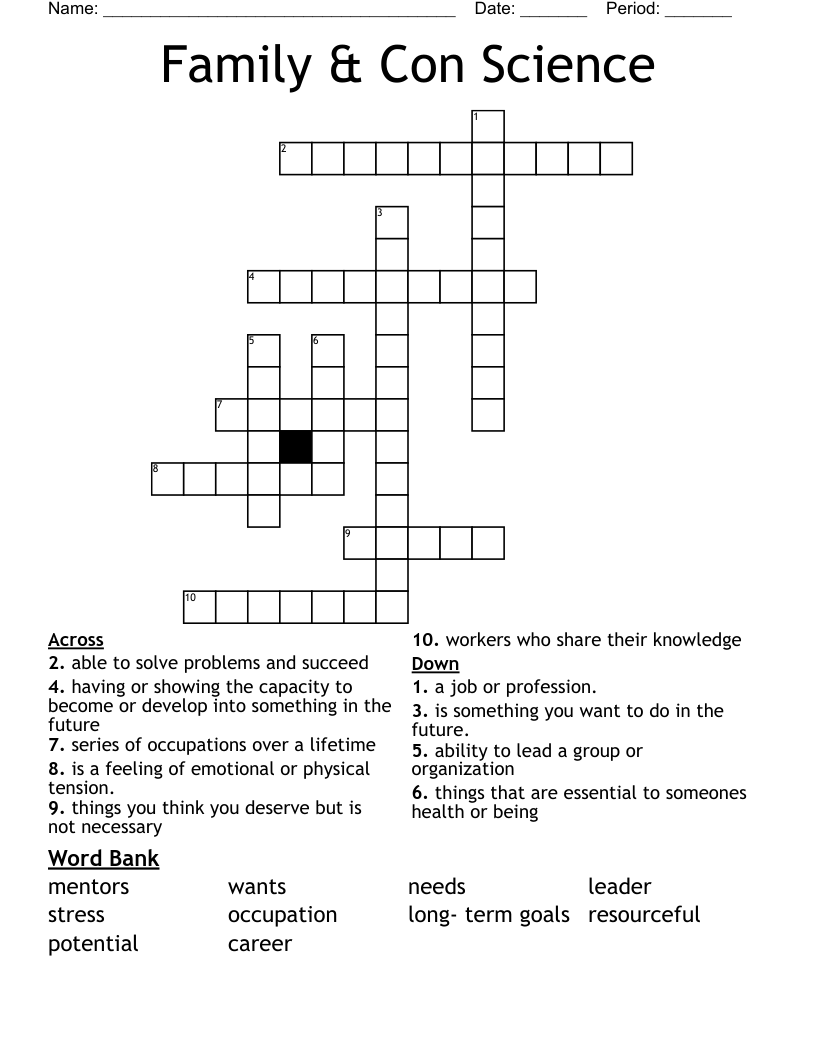 Family & Con Science  Crossword