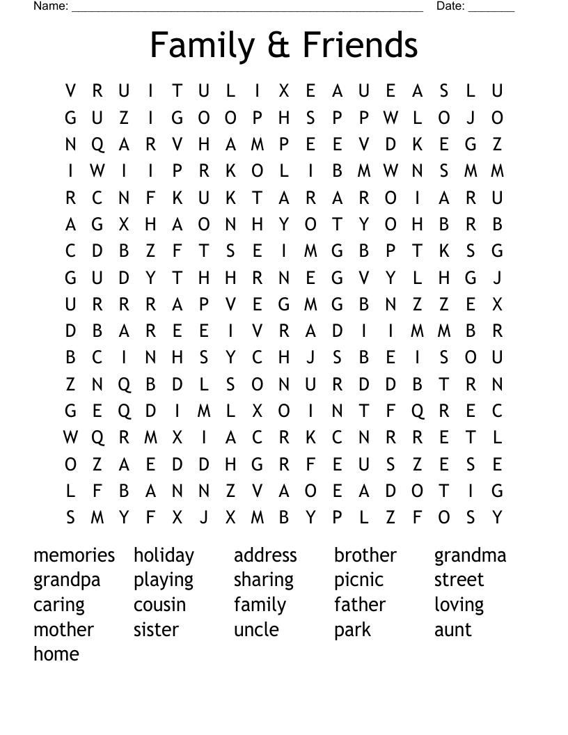 Family & Friends Word Search