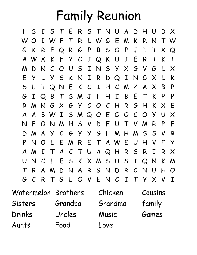 Family  Reunion Word Search