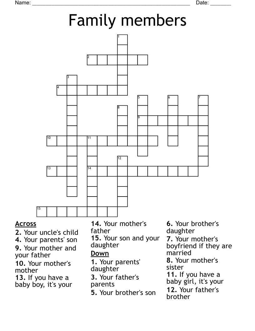 Family members Crossword