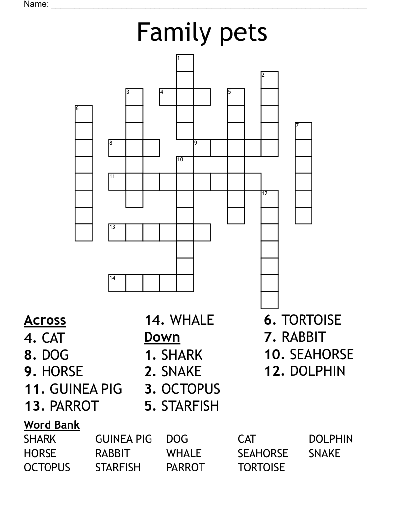 Family pets Crossword