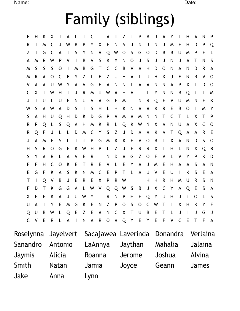 Family (siblings) Word Search