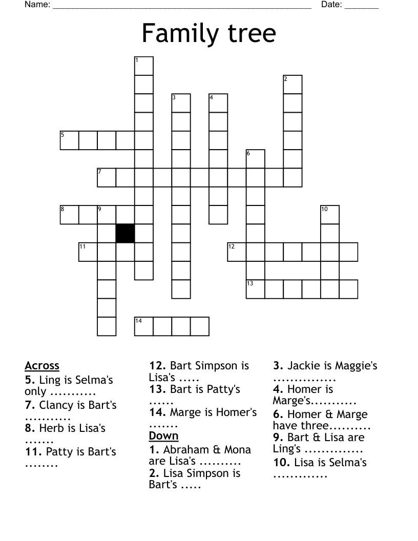 Family tree Crossword