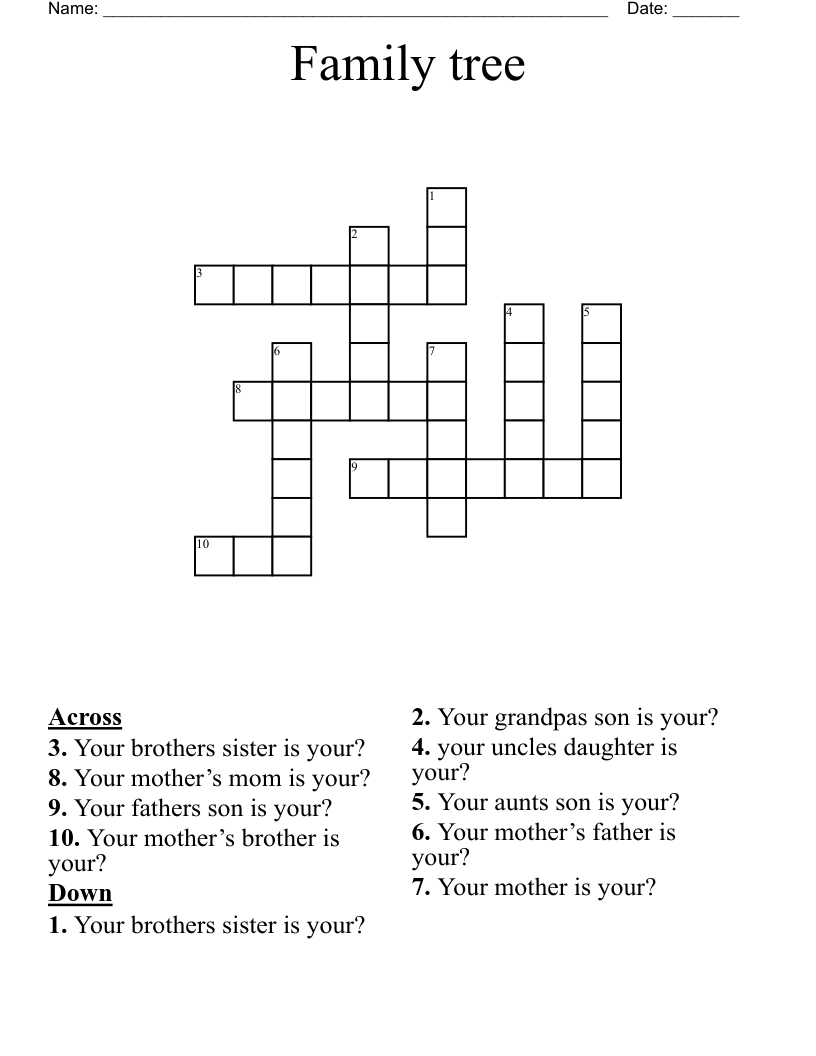 Family tree  Crossword