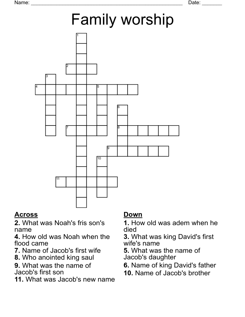 Family worship Crossword