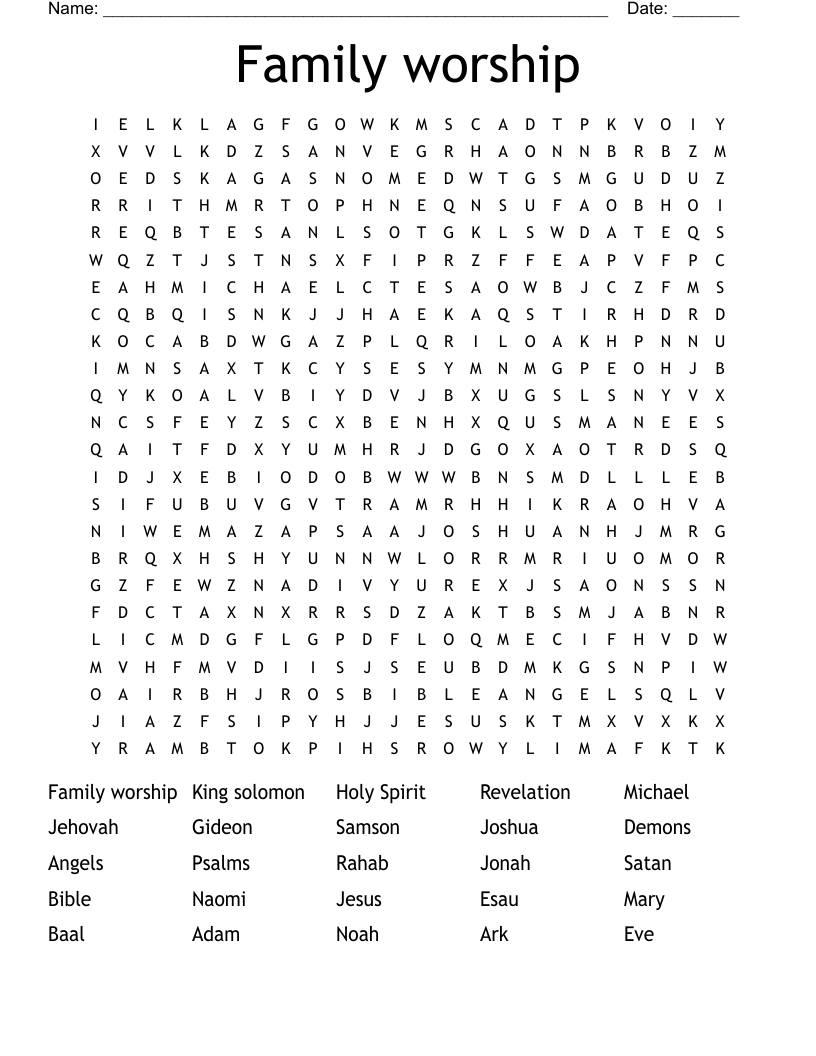 Family worship Word Search