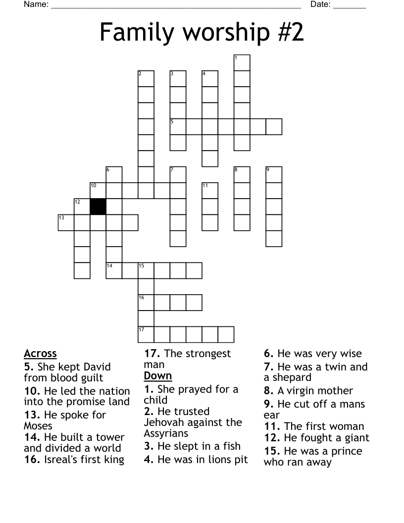Family worship #2 Crossword
