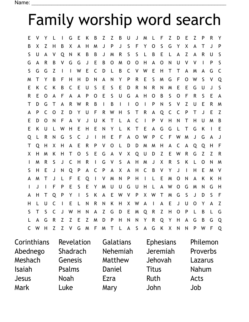 Family worship word search 