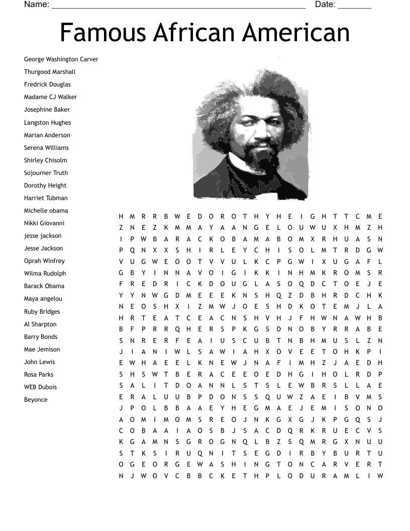 Famous African American Word Search