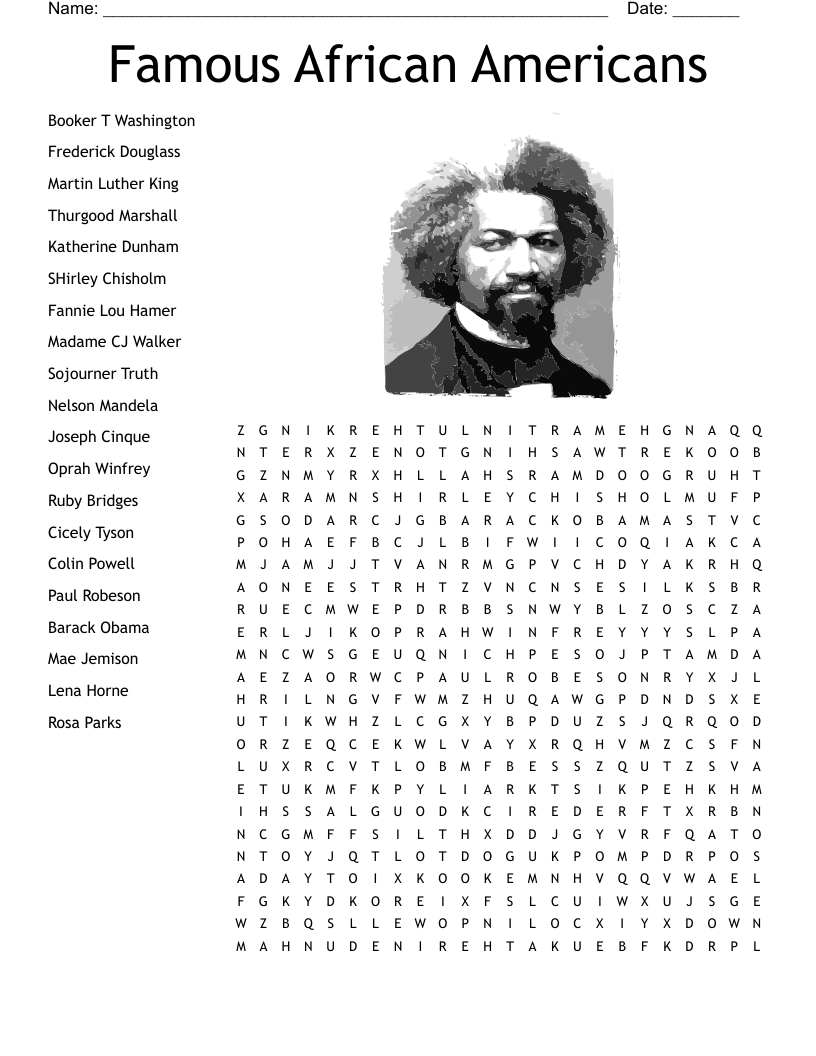 Famous African Americans Word Search