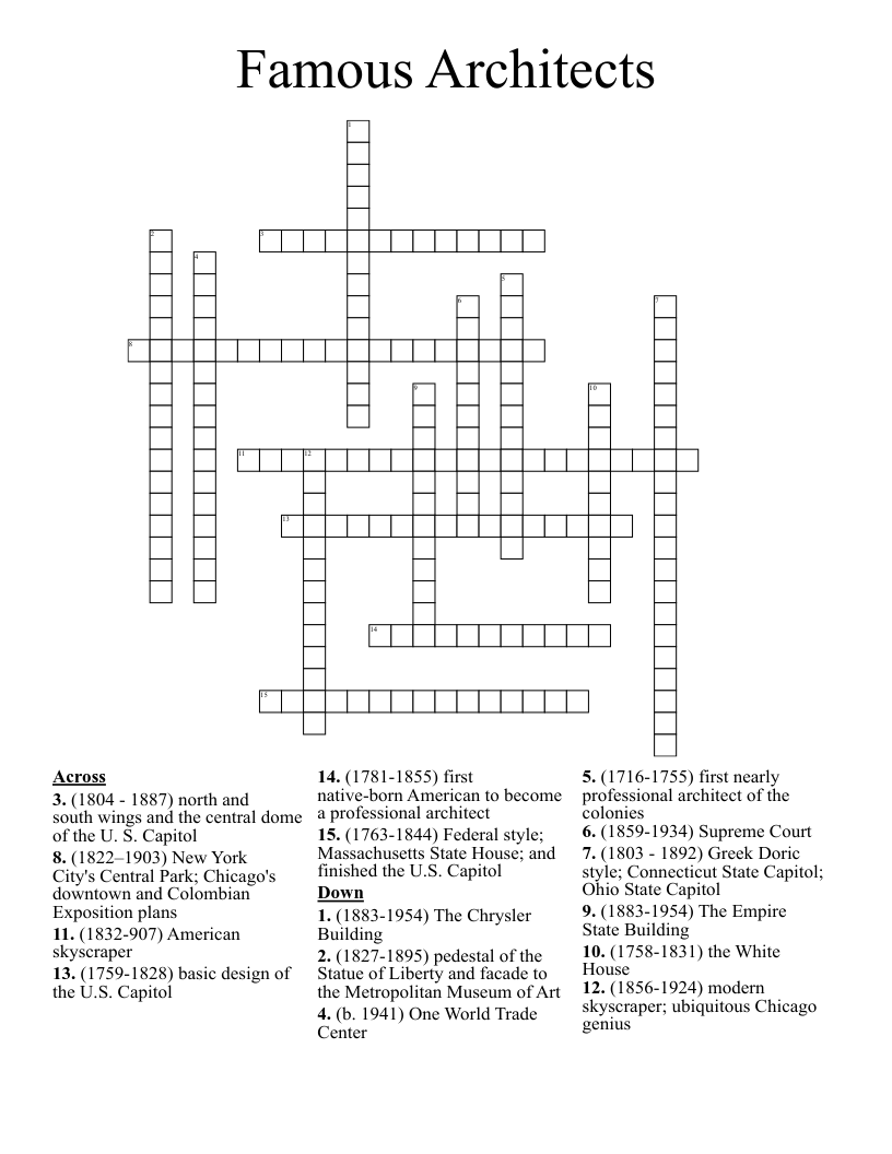 Famous Architects Crossword