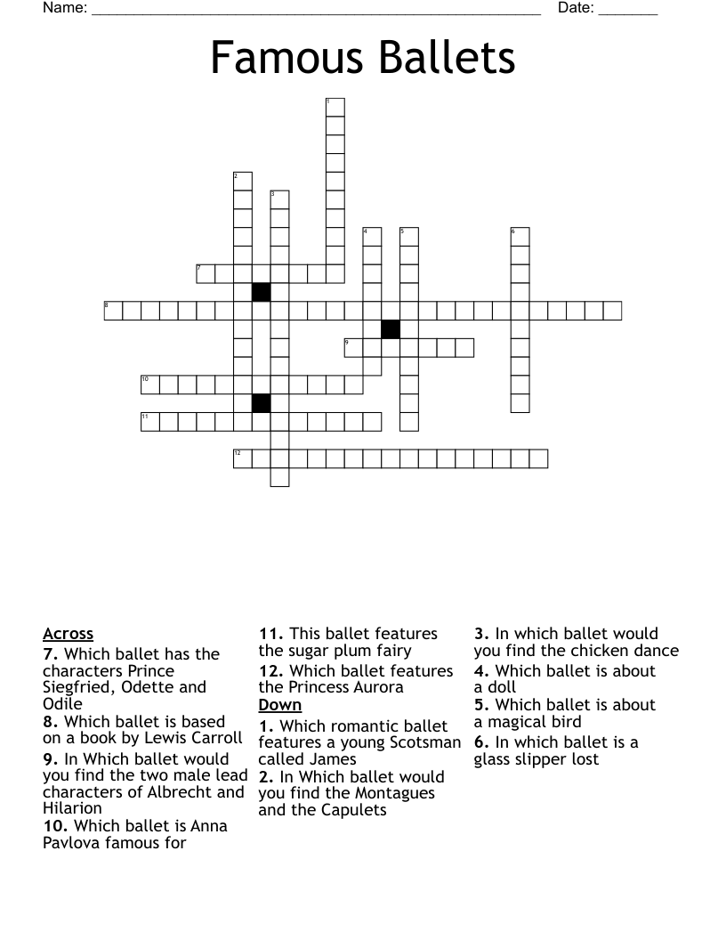 Famous Ballets Crossword