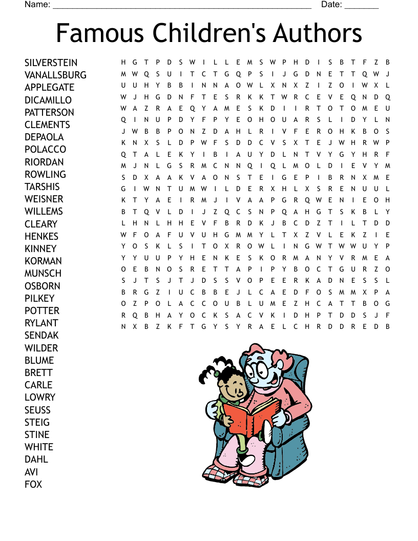 Famous Children's Authors Word Search