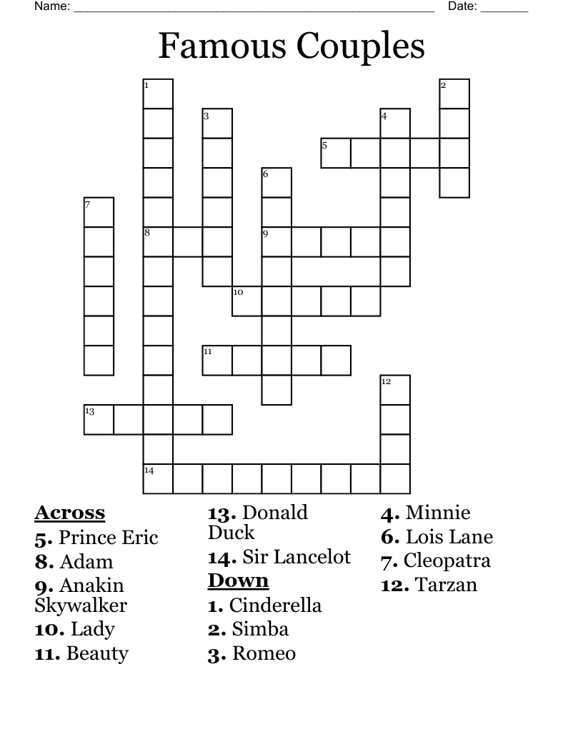 Famous Couples Crossword