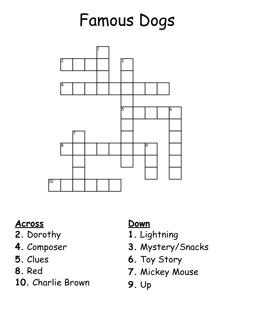 Famous Dogs Crossword