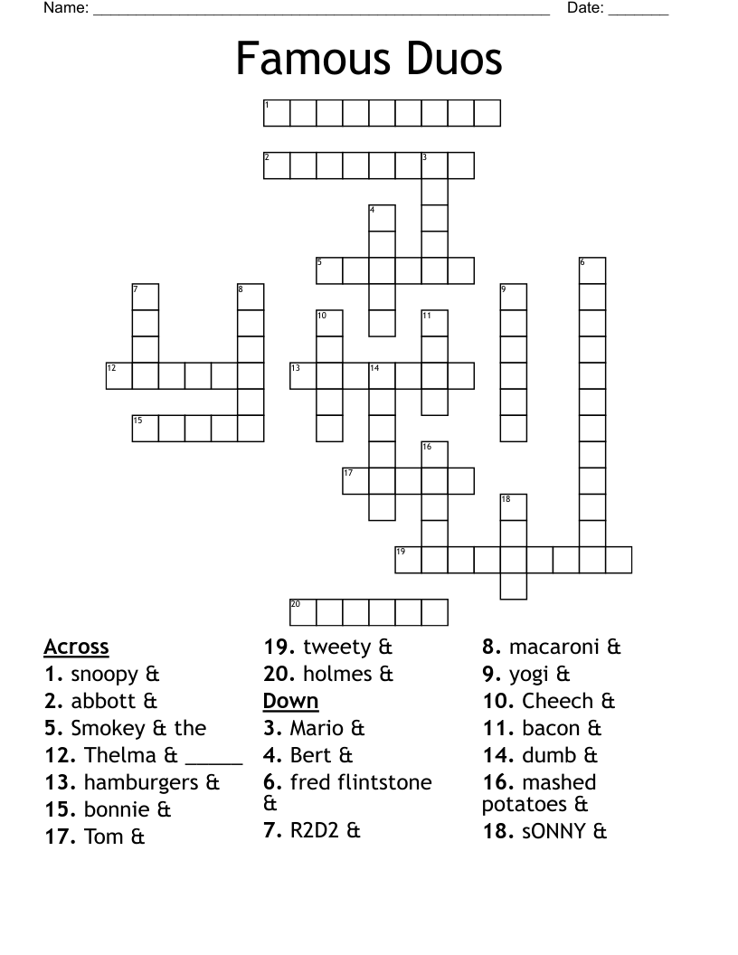 Famous Duos  Crossword