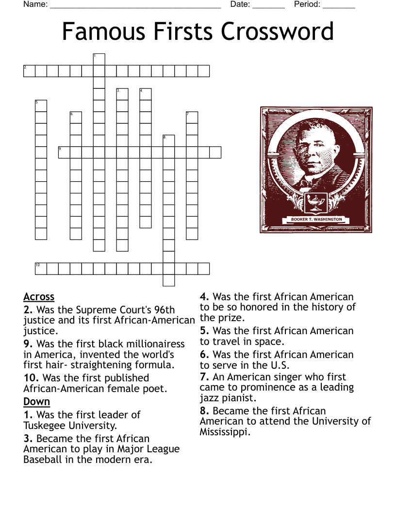 Famous Firsts Crossword 