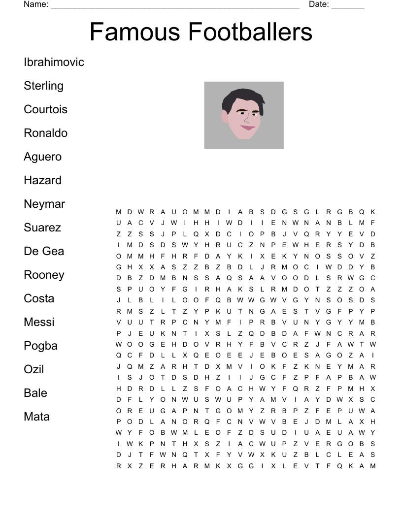 Famous Footballers Word Search