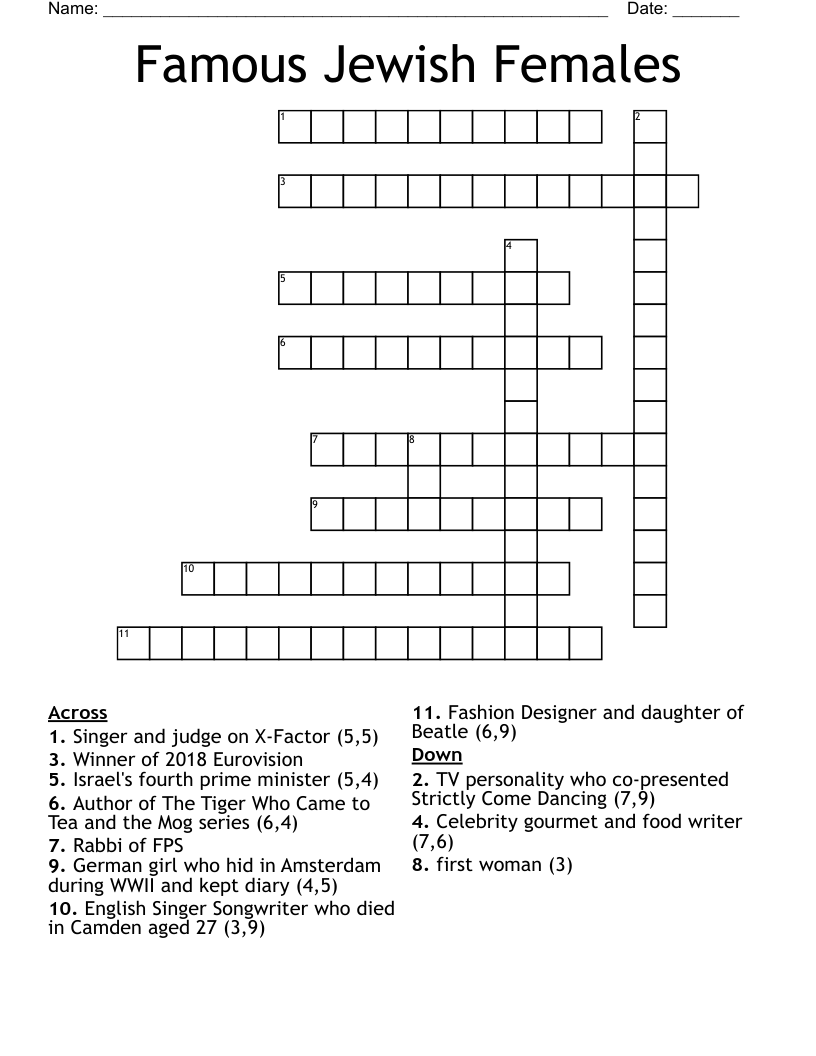 Famous Jewish Females Crossword