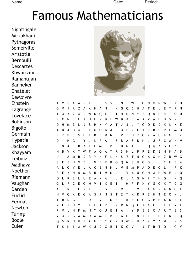 Famous Mathematicians  Word Search