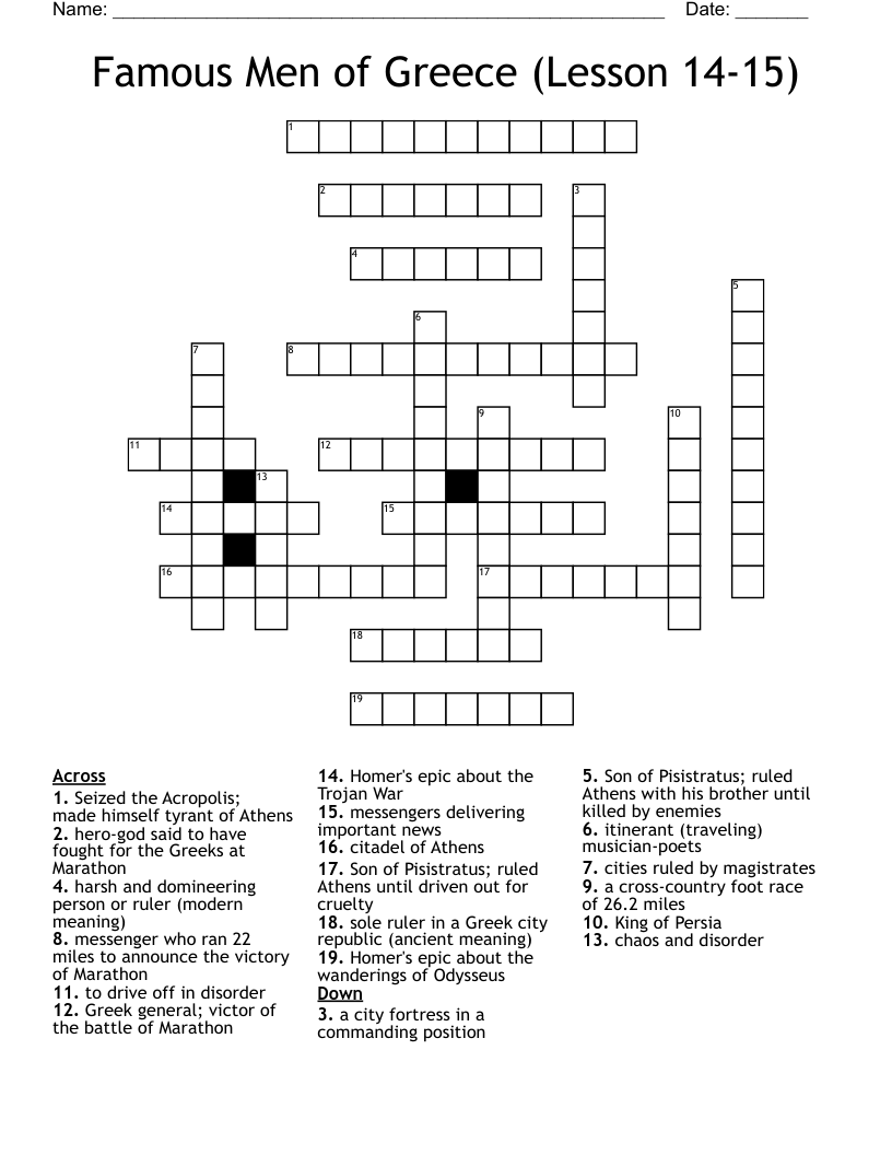 Famous Men of Greece (Lesson 14-15) Crossword