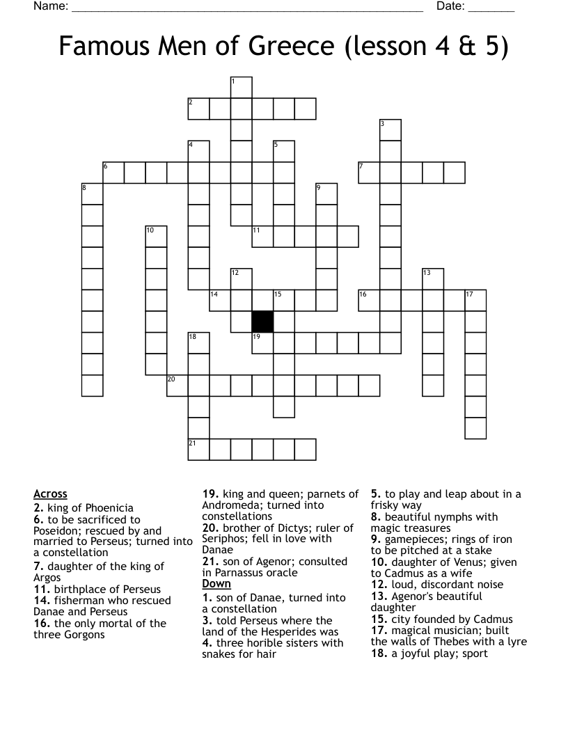 Famous Men of Greece (lesson 4 & 5) Crossword