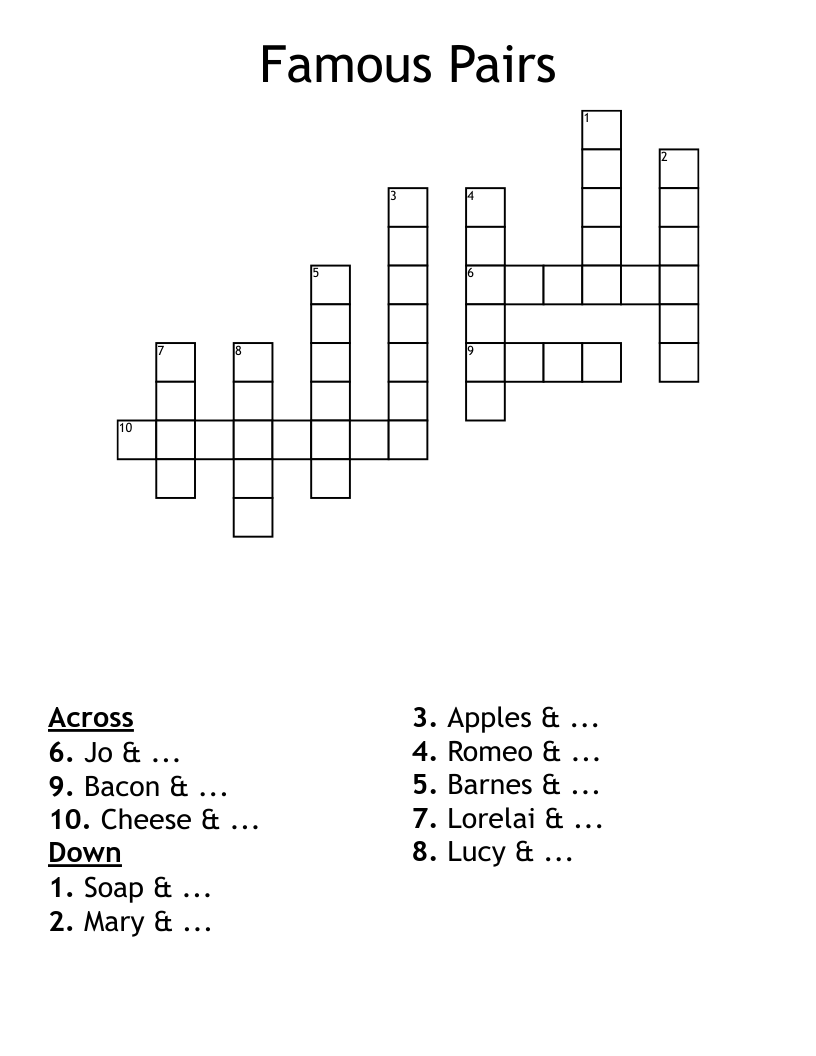 Famous Pairs Crossword