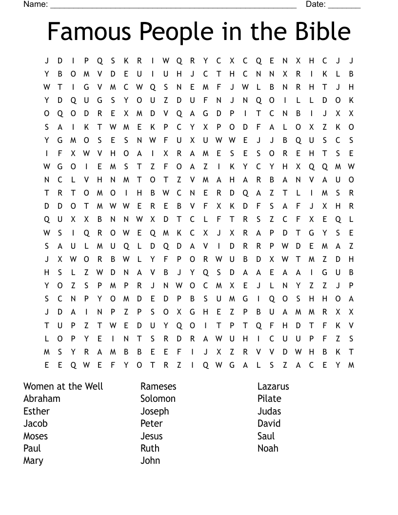 Famous People in the Bible  Word Search