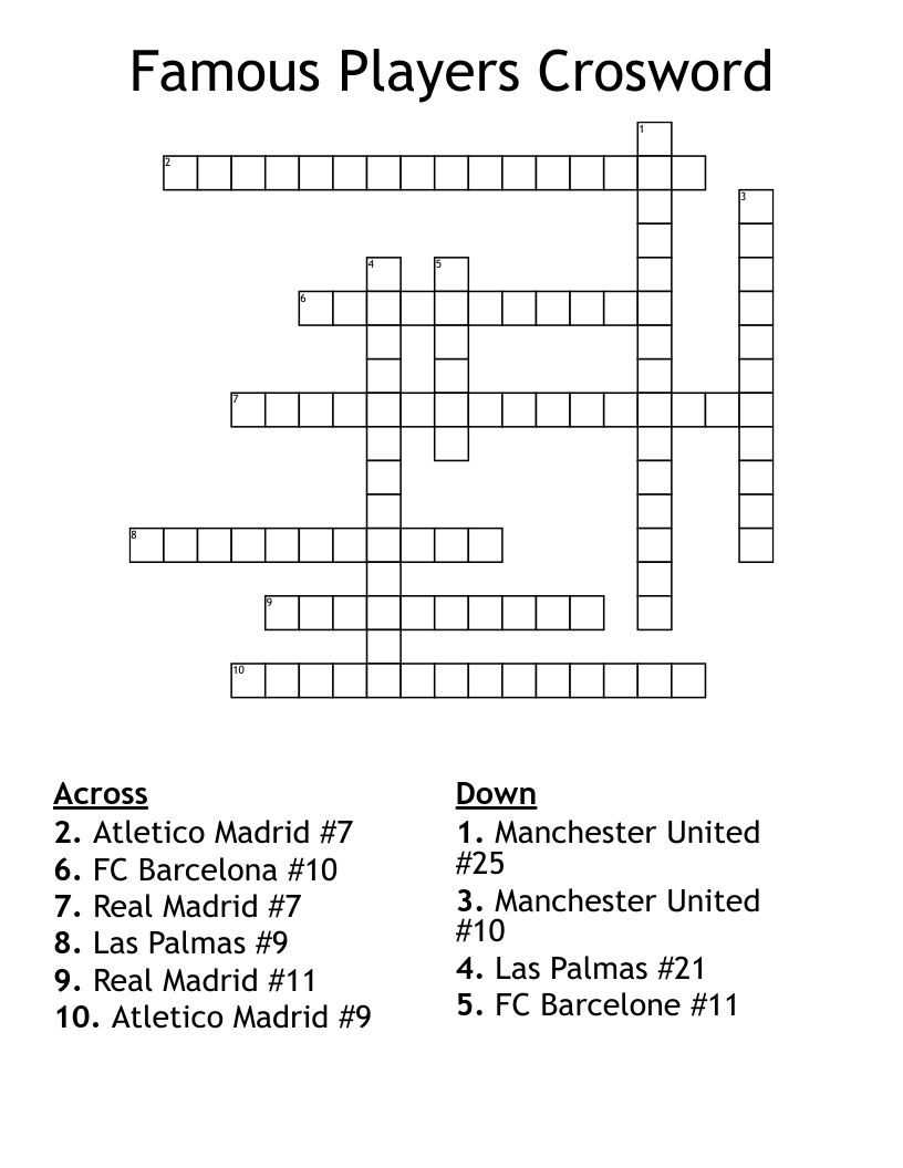 Famous Players Crosword Crossword