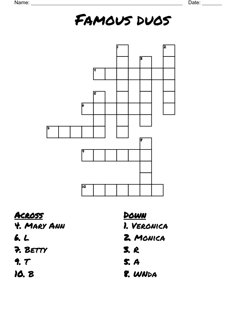 Famous duos Crossword