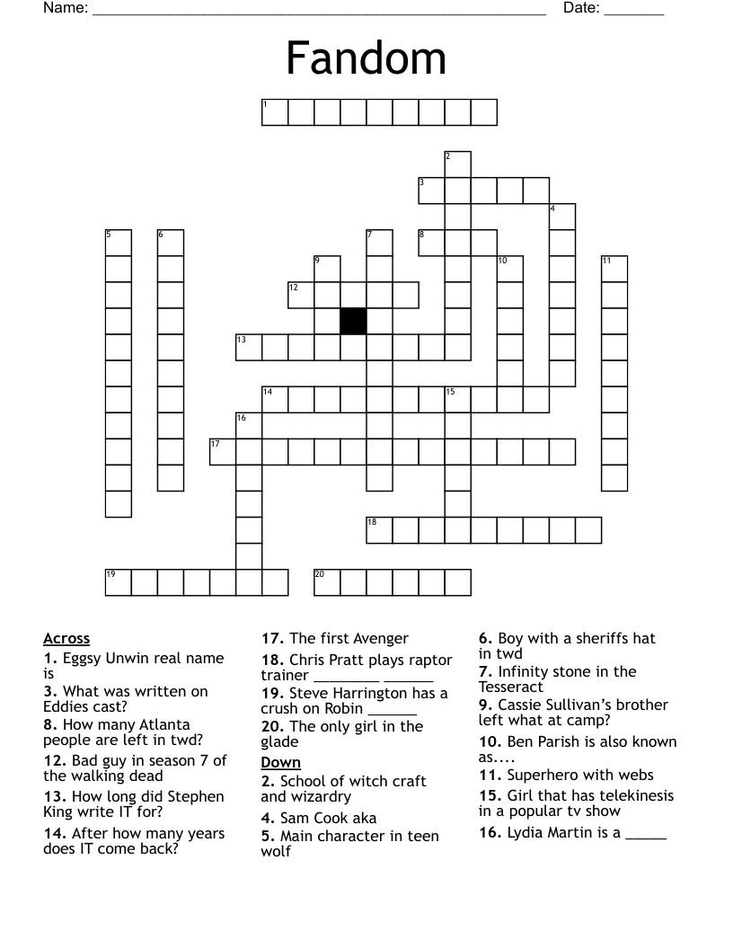 Fandom Crossword