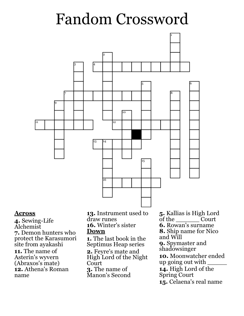 Fandom Crossword