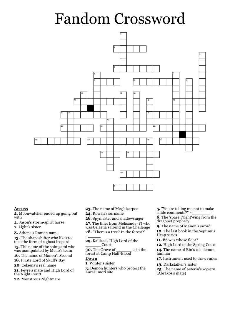 Fandom Crossword