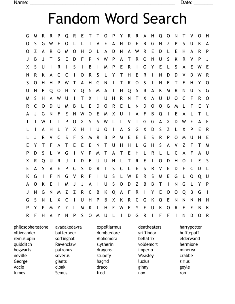 Fandom Word Search