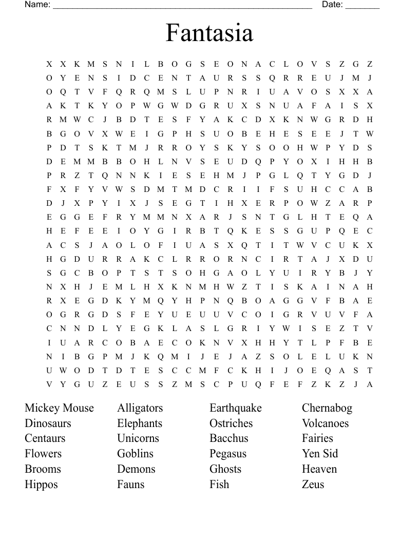 Fantasia Word Search