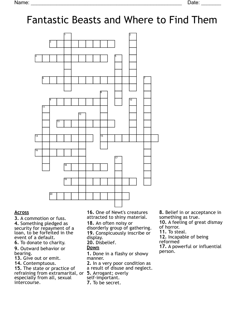 Fantastic Beasts and Where to Find Them  Crossword
