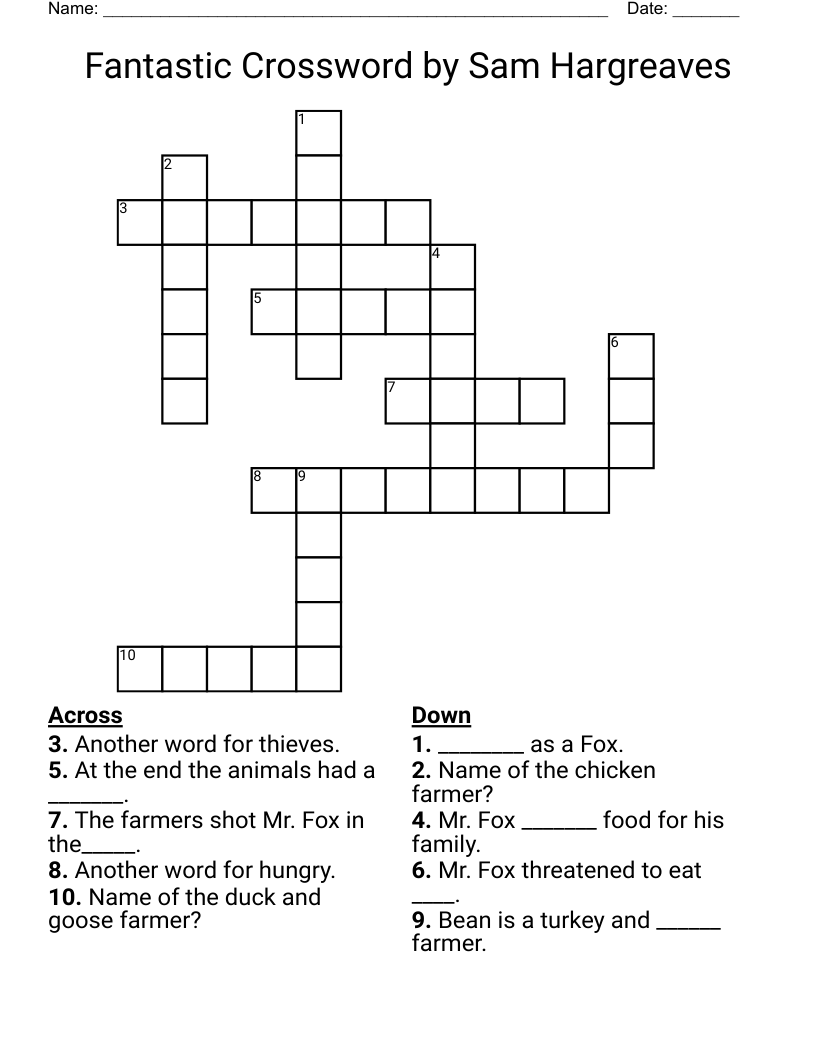 Fantastic Crossword by Sam Hargreaves