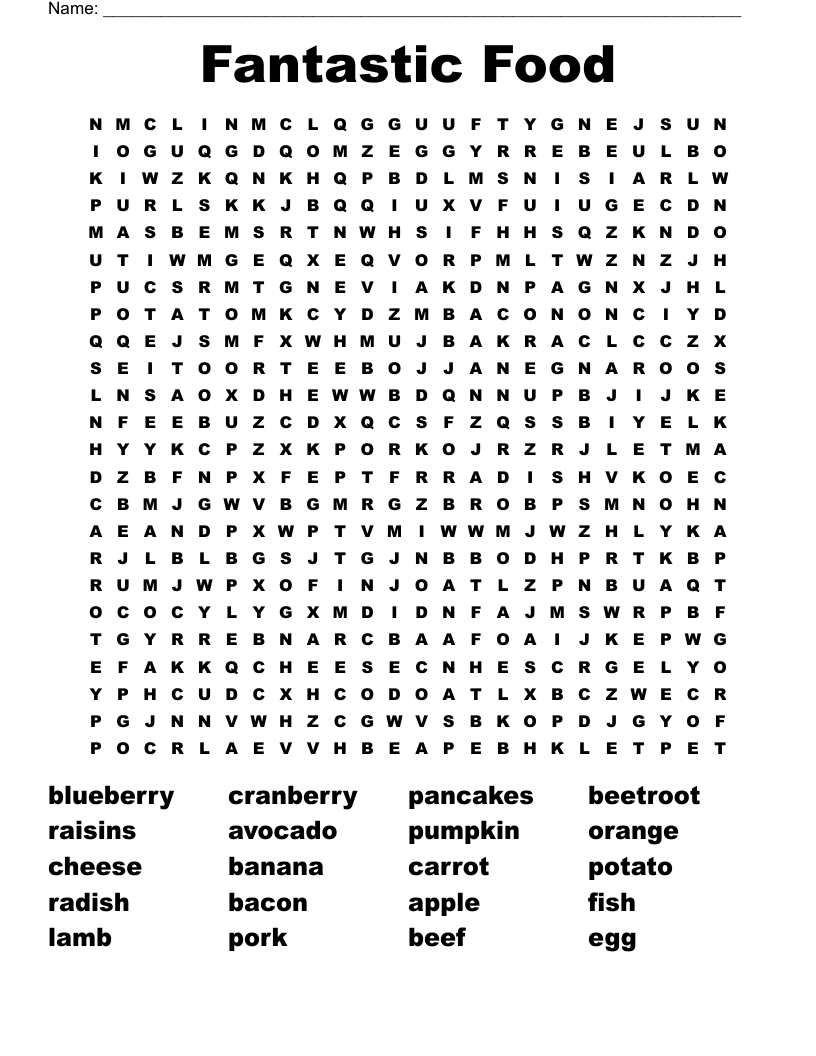 Fantastic Food Word Search
