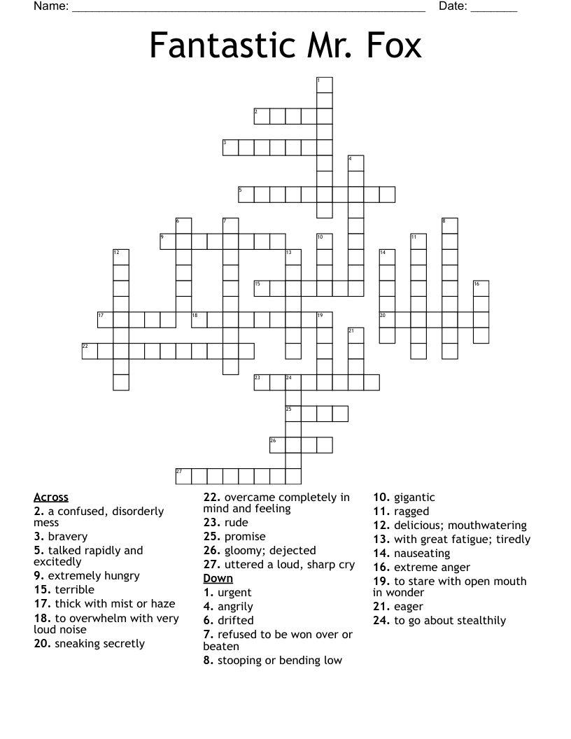 Fantastic Mr. Fox Crossword
