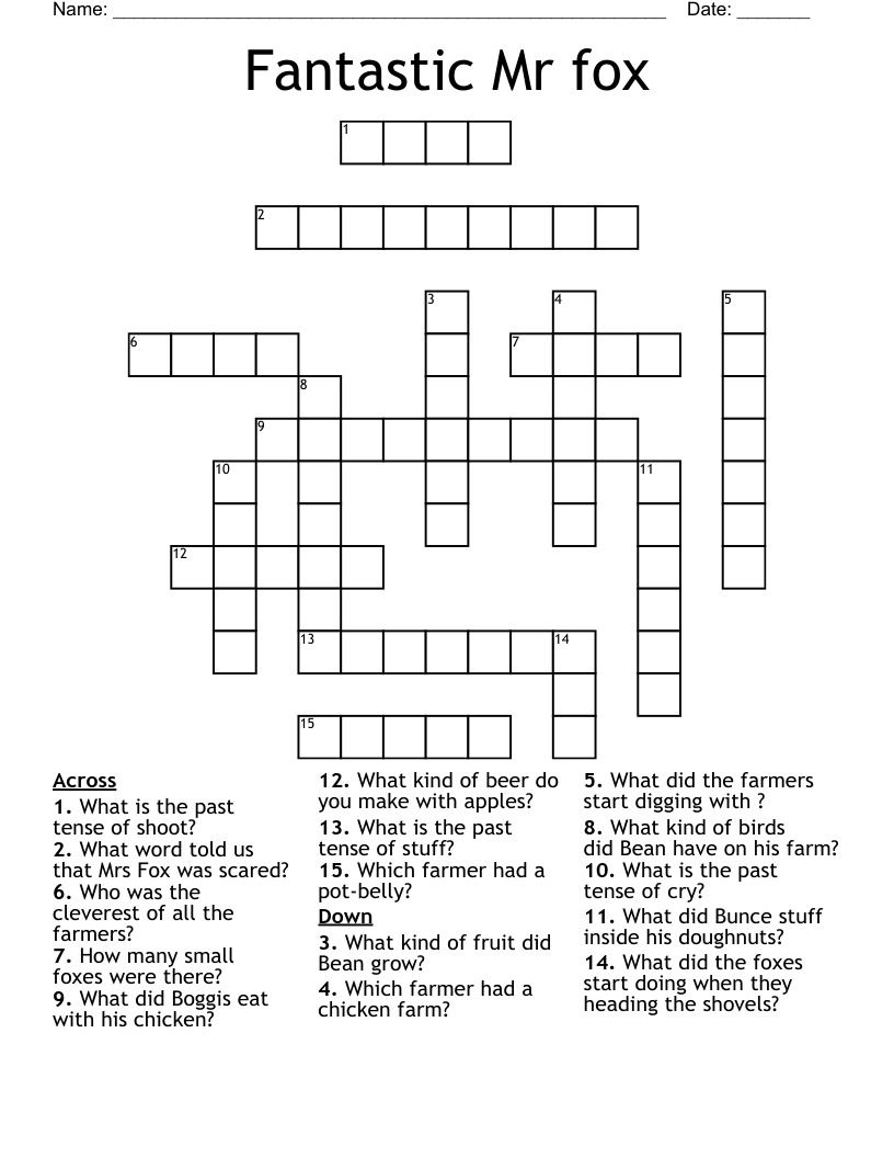 Fantastic Mr fox  Crossword
