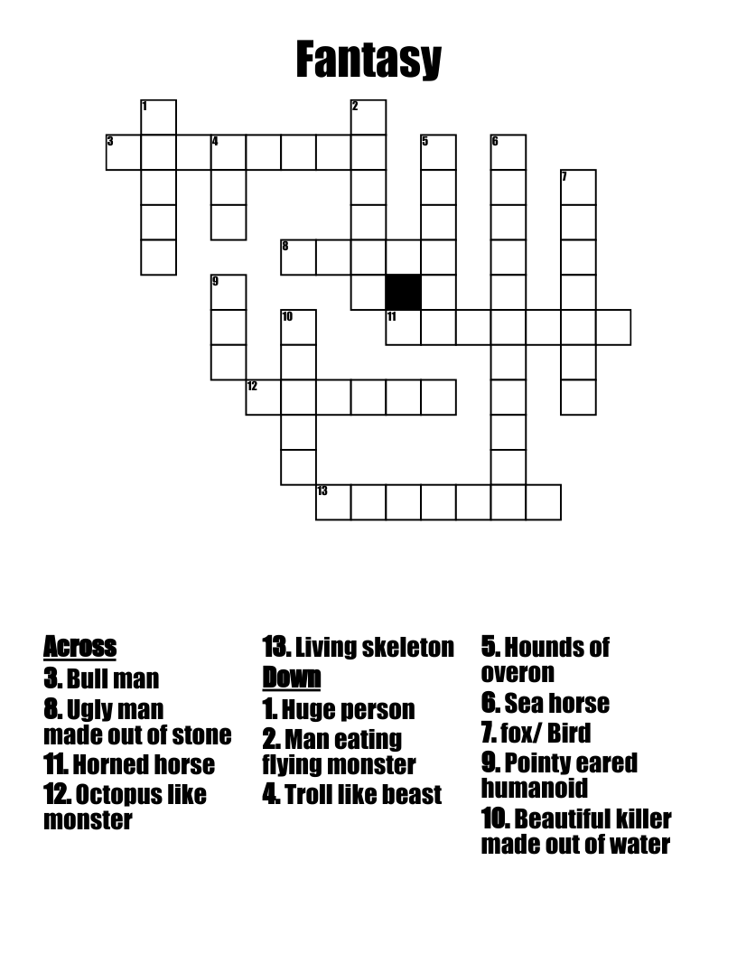 Fantasy Crossword