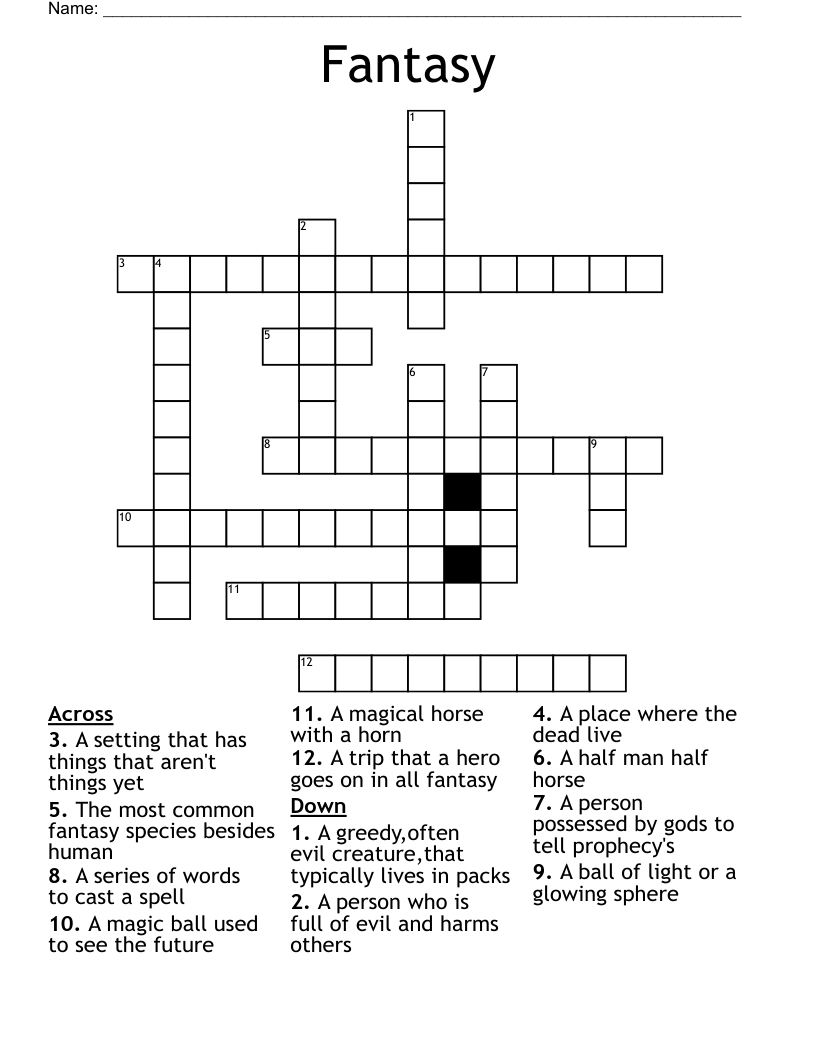 Fantasy Crossword