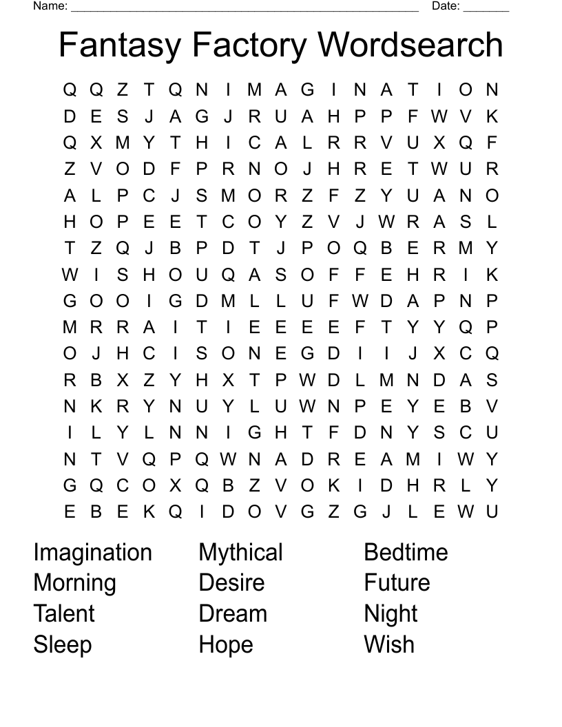 Fantasy Factory Wordsearch